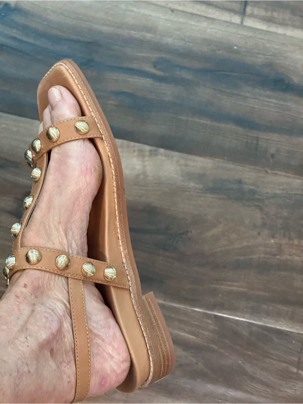 Bared Footwear Rosefinch leather sandle with gold studs. - Picture 7 of 8